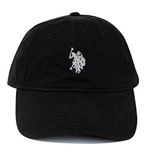 Concept One Men's U.S. Polo Assn. Pony Logo Baseball Hat, 100% Cotton, Adjustable Cap, Black, One Size
