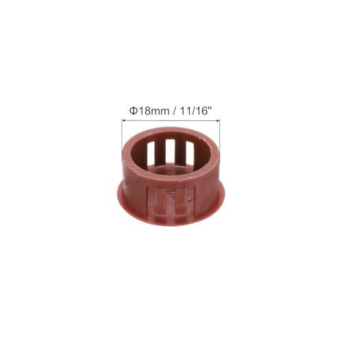 Image of MECCANIXITY 64PCS 18mm(11 /16 inch) Red Brown Plastic Hole Plugs, Flush Type Panel Hole Plugs Insert End Caps for Locking Hole Tubes Furniture Cabinet