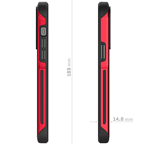 Ghostek Atomic Slim Iphone 14 Pro Max Case Magsafe Ring Magnet Built-In For Wireless Charging And Accessories Crystal Clear Back With Aluminum Frame Designed For 2022 Apple Iphone14Promax (6.7") (Red) #TOP7