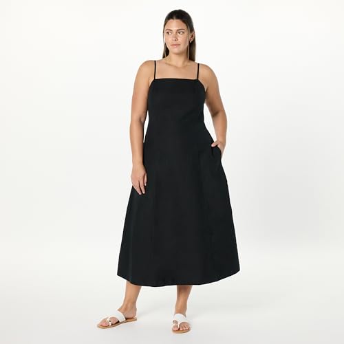 Image of The Drop Womens Daphne Square Neck Linen Maxi Dress