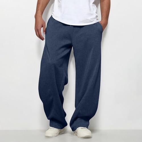 Men's Wide Leg Loose Sweatpants Elastic Waist Drawstring Open Bottom Casual Loose Joggers Sweatpants with Pockets2