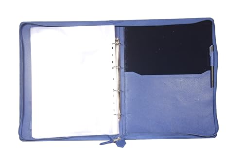 Image of Sukeshcraft Pu Multiuse 25 File Sleeve for Documents, Certificates, Fixed Deposit Receipt, Portfolio B4 Size Documents Holder for Sports, Office, Home, School (Grain Blue, B4 Size Leaf)