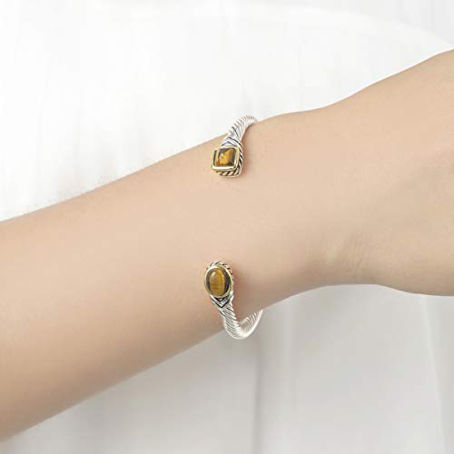 Image of UNY Jewel Bracelet Designer Brand Inspired Women Jewelry 4.5mm Thin Twisted Cable Wire Bangle Gem Stone Christmas Day Gift