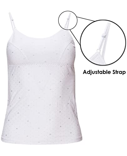 B2BODY Girls Camisole Undershirts with Shelf Bra – Cotton Girls Cami, Multi-Pack3