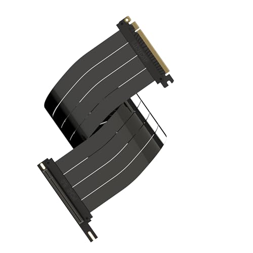 Image of LINKUP - AVA5 PCIE 5.0 Riser Cable (Open Box) [60cm (Total Length 64cm)] RTX5090 RX9070 GPU Ready | x16 128GB /s Speed | Compatible with PCIe 4.0 & WRX80 /WRX90E | Right Angle, Black