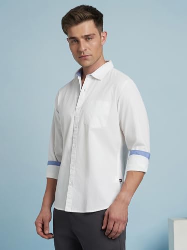 Image of Dennis Lingo Men Cotton Solid Slim Fit Casual Shirts