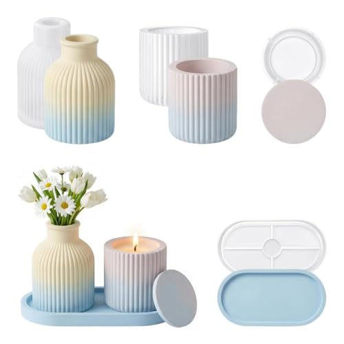 Image of Silicone Molds Set 3pcs Vase Bowl Tray Casting Molds DIY Craft | For resin, plaster, concrete and candle projects; flexible molds with smooth finish and easy release for handmade decor