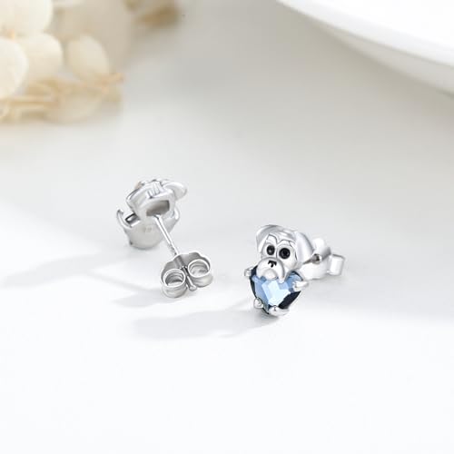 Image of 925 Sterling Silver Dog Earrings Cute Animal Puppy Stud Earrings Dog Jewelry Gifts for Women Girls Pet Lover Hypoallergenic Earrings for Sensitive Ears