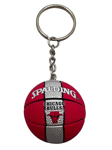 Llavero con bola compatible con NBA Bulls de color rojo, fucsia y plateado, accesorio ideal para regalo para hombre, mujer y niño, colgante creativo 3D, rojo, Talla única