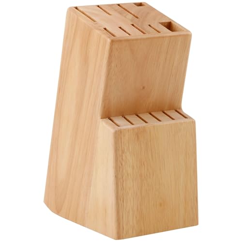 Porta cuchillos cocina universal 15 piezas. Soporte cuchillos cocina hecho en madera maciza. Tacoma sin cuchillos robusta. Sujeta cuchillos con soporte para tijera. Taco cuchillos cocina (Roble)