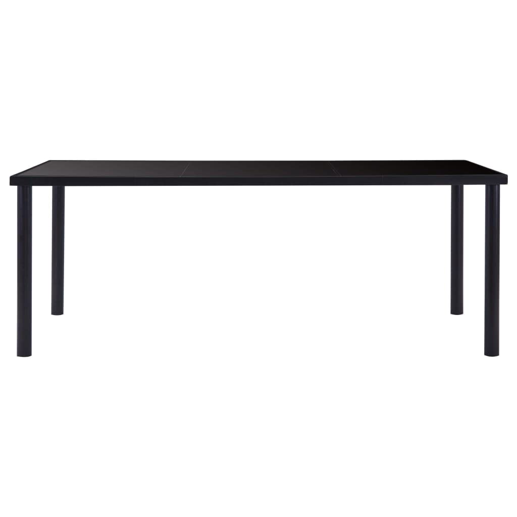 Table de salle à manger rectangulaire noire en verre facile à nettoyer