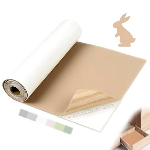 Mbsomnus Filz Selbstklebend 2 mmx 230 cmx40 cm Klebefilz Selbstklebend Filzstoff Beige Nadelfilz Meterware Filzmatte für Camper Dachhimmel Stoff Wandverkleidung Möbel Schubladenmatte DIY