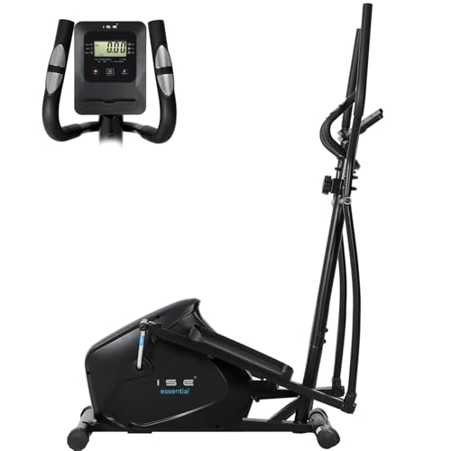 ISE Ellittica da Casa, Bicicletta Ellittica Magnetico,Crosstrainer Cardio Fitness Multifunzione,Ellittica Ergonomico, 8 Livelli Resistenza, Ellittica per Casa Sensore di Pulsazioni,Ellittica Magnetica