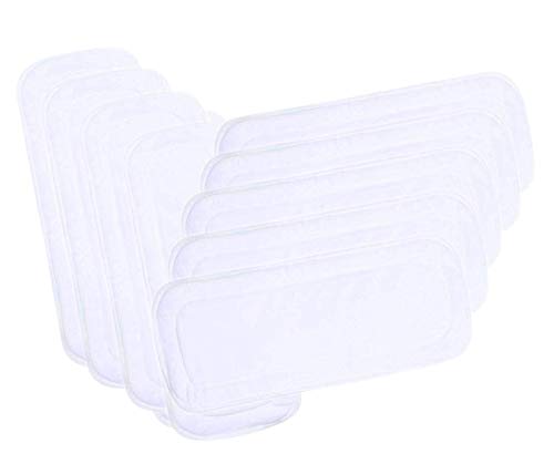THE LITTLE LOOKERS� 4 Layer Nappy Cloth Liners Washable & Reusable Microfiber Diaper Insert Pads for Babies/Infants/Children/Toddlers (White, Pack of 9)
