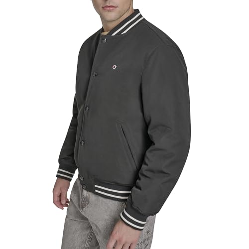 Image of Champion Men's Logo Striped-trim Varsity Jacket