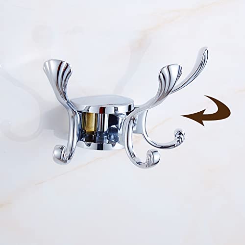 1 PC Robe Haken Europa Rotation Drei Haken Gold Wand Kleiderst?nder Stoff Haken Wandhaken f¨¹r Badezimmer Zubeh?r Schl¨¹ssel n¨¹tzliche Ketten, Silber