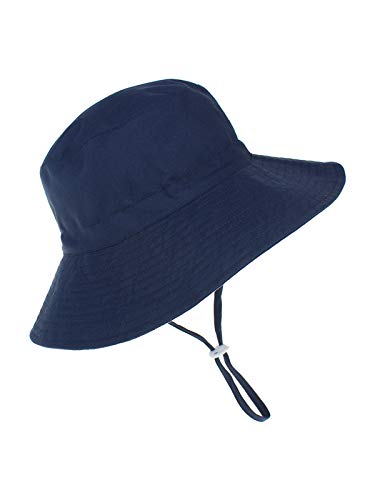 Century Star Baby Sun Hat Baby Toddler Kids 50+ UPF Sun Protective Wide Brim Bucket Hat with Chin Strap Navy 18.1
