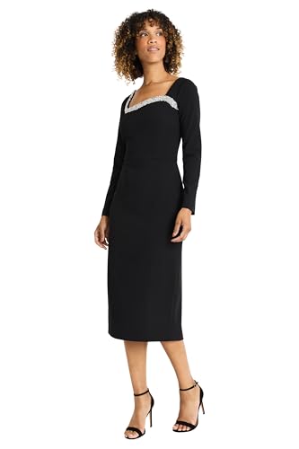 Maggy London Women's One-Shoulder Midi Dress with Curved Neckline2