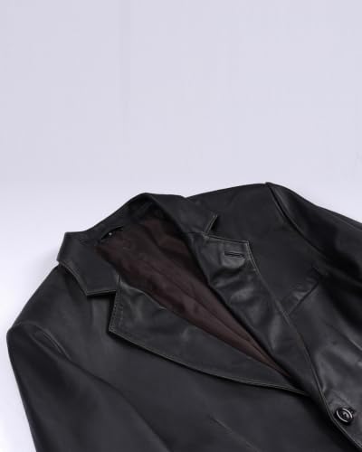Image of fjackets Mens Leather Blazer Jacket - Real Lambskin Leather Sport Coat, 2-Button, Leather Jacket Men Business to Weekend