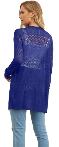 Image of GRECERELLE Lightweight Cardigan Sweaters for Women Crochet Knit Open Front Long Sleeve Loose Casual Boho Summer Beach Coverup