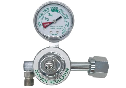 EUHMUOD M1-540-P M1 Series Preset Pressure Gauge Regulator, 3000 PSI, CGA540 Nut/Nipple, Compatible...