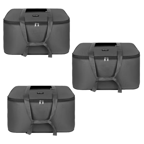 Image of M MEDLER STG-1K-GB Nylon 85 Liters Large Underbed Storage Bag Moisture Proof Cloth Organiser with Zippered Closure and Handle Grey 58x48x30cm Rectangular-PACK OF 3