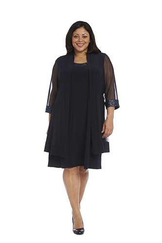 Image of R&M Richards Women's Petite Glitter Trim Jacket Dress