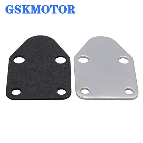 Image of SBC Chrome Fuel Pump Block Off Plate With Gasket 283 327 350 383 400 SB Chevy