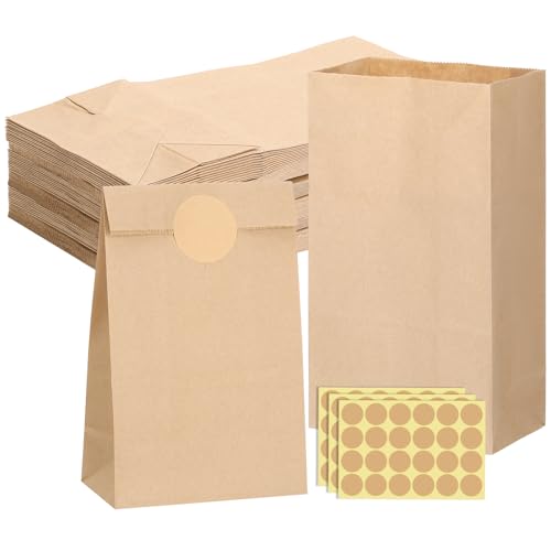 woric 50 Stück Papiertüten Braun, 22x12x7cm Kraftpapiertüten...