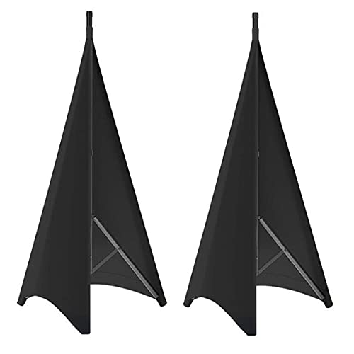 Qeunrtiy Couverture Universelle de Canevas de TréPied de Jupe de Support de Haut-Parleur de DJ LéGer avec Le MatéRiel Extensible de Polyester, 2 PièCes Cover