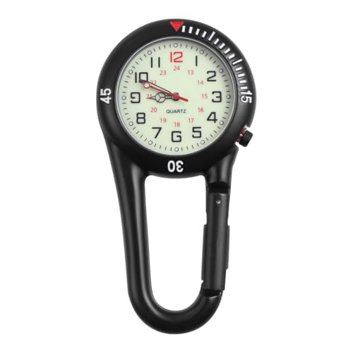 Toyvian Relógio de pressão com mosquetão para enfermeiras, relógio de bolso luminoso para mulheres e homens, relógio portátil leve para caminhadas, mochila e uniforme