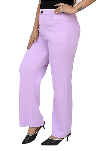 Image of Women's Wide Leg 4-Way Stretch Stripped Business Casual Pants Flexi Waist Wrinkle Resistant