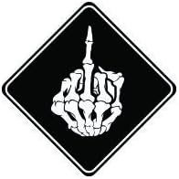 JS Artworks 3 Skeleton Middle Finger Funny Hard hat/Helmet Vinyl Decal Sticker