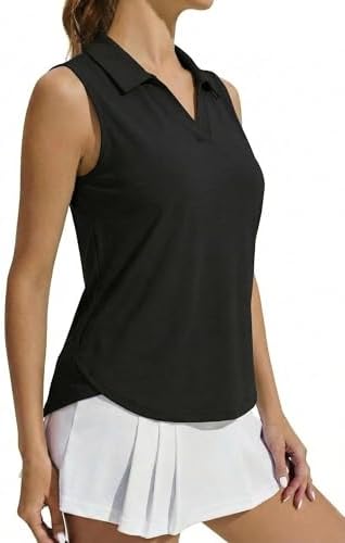 PINSPARK Women's Sleeveless Polo Shirt Golf Polo Shirt Breathable...