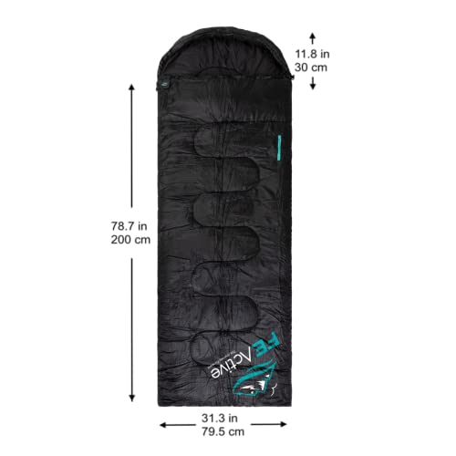 FE Active Bolsa de Dormir para Camping - 3-4 Estaciones Extra Larga con Capucha Ligera, Compacta y Cálida para Camping, Mochilero, Caminatas y Viajes miniatura 2