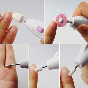AADGEX Professional Electric Plastic Manicure Nail Art File Drill Pen Polish Tool (Multicolour), 5 Bits Set - Image 3