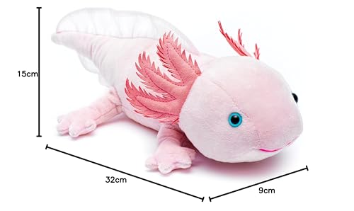 Uni-Toys - Axolotl (rosa) - 32 cm (Länge) - Plüsch-Wassertier - Plüschtier, Kuscheltier
