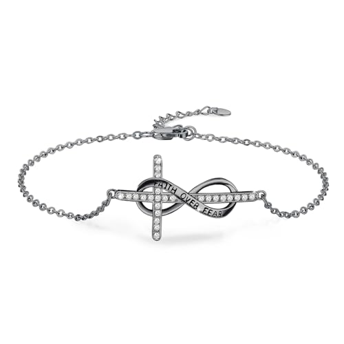 Tobillera de plata 925 infinito negra ajustable para mujer