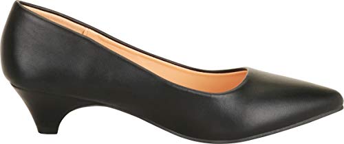Cambridge Select Women's Pointed Toe Slip-On Low Heel Pump,8,Black PU - Image 4