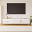 Meuble TV Rotin Blanc 170 Cm - Meuble Télé Bois Massif 2 Portes 2 Tiroirs, Style Naturel Élégant Pour Salon Ou Chambre