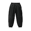 Fleece Lined 𝗦now Pants for Boys Girls Winter 𝗪aterproof Baggy Hiking 𝗦now Bib Pants Cold (Black, 13-14 Years)