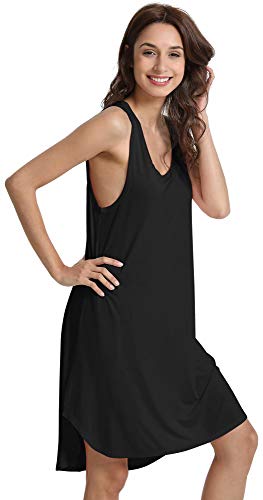 GYS Bamboo Viscose Sleeveless Nightgowns for Women, Soft Tank Top Sleep Shirt, Lightweight Sleepwear Comfy Nightdress Pajamas