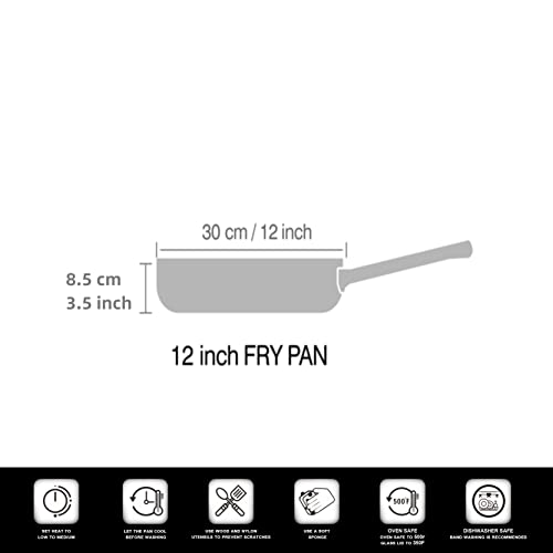 Cook N Home 2596 Nonstick Stir Fry Pan, Green Marble Pattern, 30Cm 12-Inch Wok #TOP3