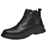 BHJIGDB Men winter boots Trendy men's boots High quality style boots with velvet warmth in winter High top men's casual shoes(Black-With Fur,12)