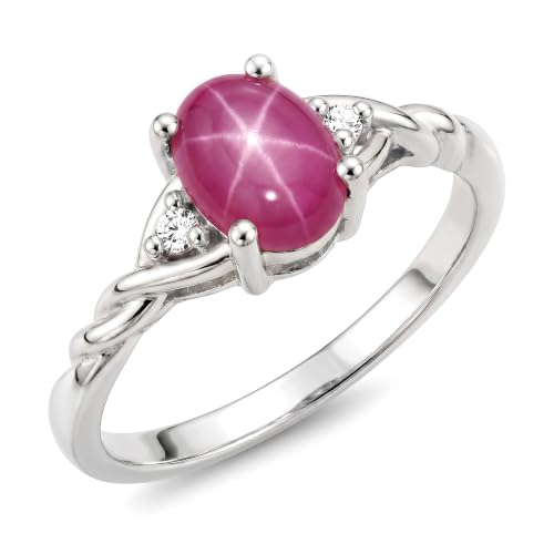 Image of Rylos Sterling Silver Classic Birthstone Ring - 7X5MM Oval Gemstone & Diamonds - Women's Jewelry, Sizes 5-10