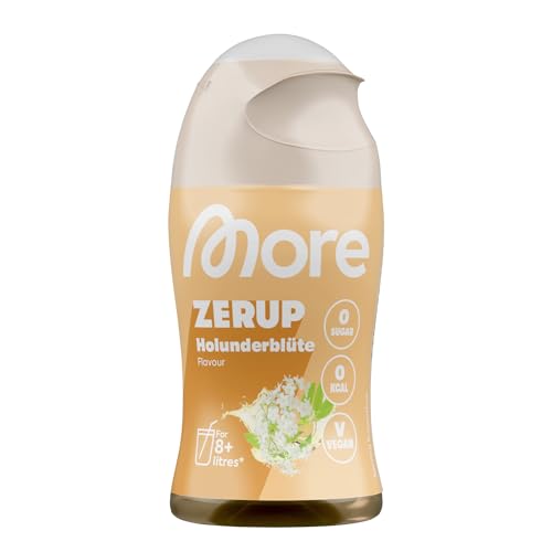 MORE Zerup, Holunderblüte, 65 ml, für bis zu 8 l Fertiggetränk, zuckerfreier Sirup mit u.a. echten Fruchtextrakten, vegan...