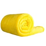 Clinotest XL Kuscheldecke flauschig 150x220cm - Kochfest ohne Einlaufen oder Fusseln - warme Wohndecke in Gelb - auch als Sofadecke, Tagesdecke, Microthermaldecke, Fleecedecke nutzbar im Winter