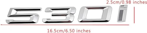 Image of 530i Emblem Decal Car Numbers Letters Decal Plating Badge 3D Metal Style Fit for 530i Accessories Silver