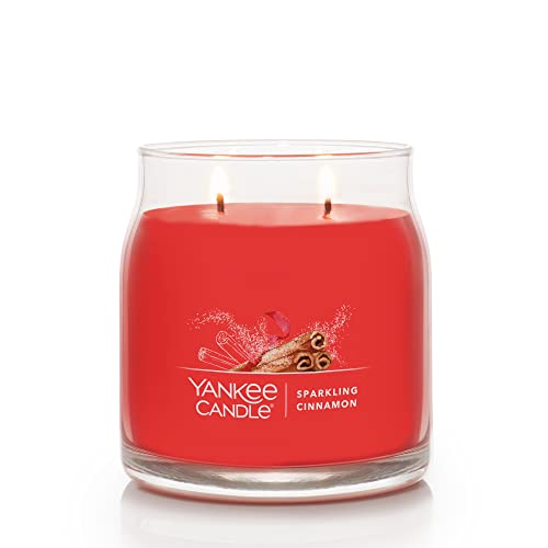 Image of Yankee Candle Sparkling Cinnamon Scented Signature 13oz Medium Jar 2-Wick Candle Over 35 Hours of Burn Time Christmas | Holiday