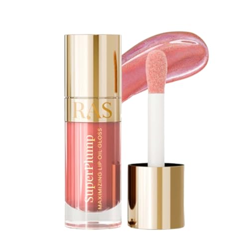 Image of RAS Luxury Oils Hydrating 4-in-1 Super Plump Lip Oil Gloss, Balm, Plumper & Gloss with SPF 20 | Enriched with Natural Oils, Peptides & Hyaluronic Acid - Prism Glow